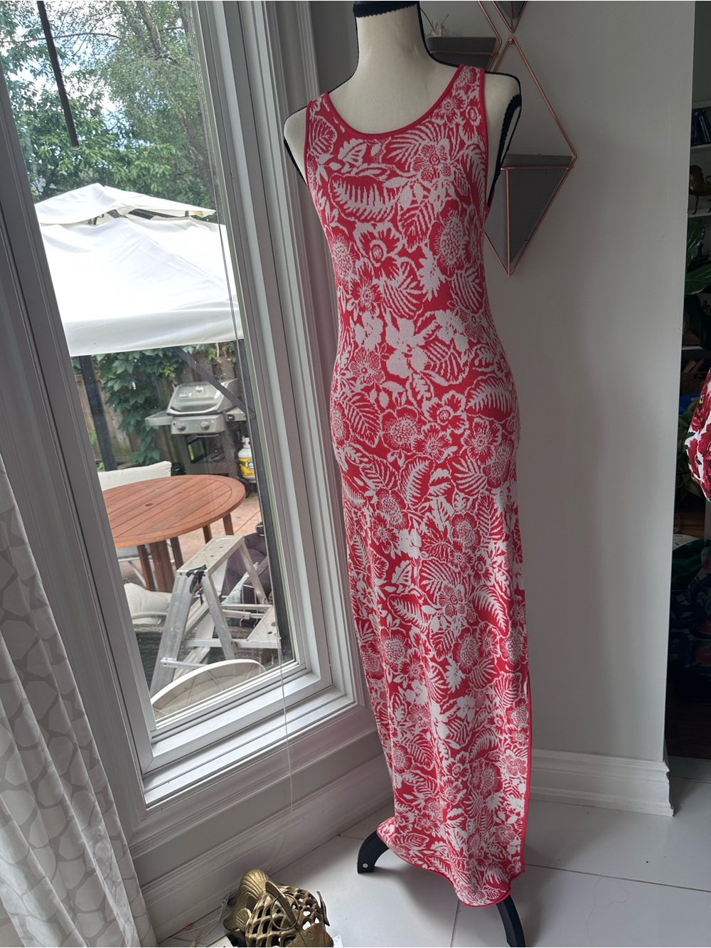 Tommy Bahama Coral Pink and White Del Lago Floral Maxi Knit Dress Size XS